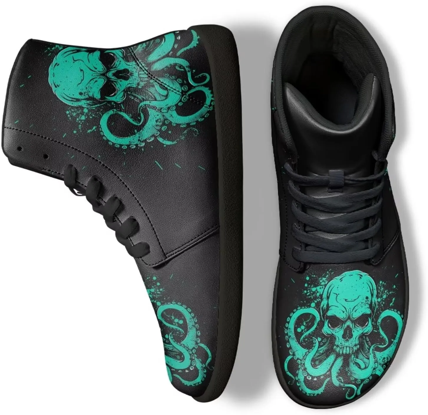 Jeiento Skull High Top Barefoot Running Shoes Breathable Sneaker for Men