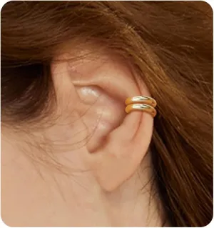 JeryWe Ear Cuff Earrings for Women Non Piercing - 14K Gold Plated Huggie Hoop, Clip On Elegant Ear Clips, Cartilage Wrap, Fashionable Fake Earring Cuffs for Non Pierced Ears 2PCS