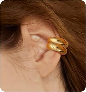 JeryWe Ear Cuff Earrings for Women Non Piercing - 14K Gold Plated Huggie Hoop, Clip On Elegant Ear Clips, Cartilage Wrap, Fashionable Fake Earring Cuffs for Non Pierced Ears 2PCS