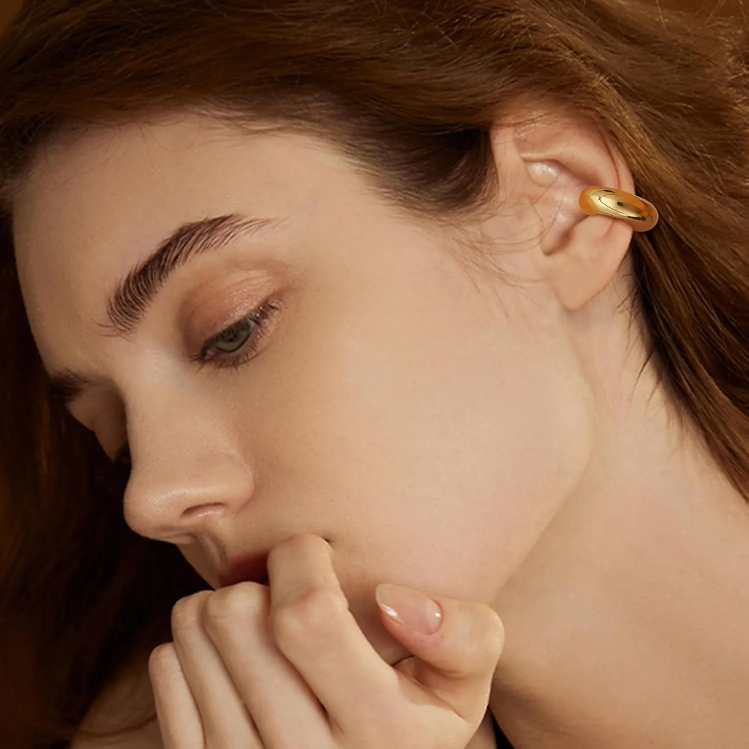 JeryWe Ear Cuff Earrings for Women Non Piercing - 14K Gold Plated Huggie Hoop, Clip On Elegant Ear Clips, Cartilage Wrap, Fashionable Fake Earring Cuffs for Non Pierced Ears 2PCS