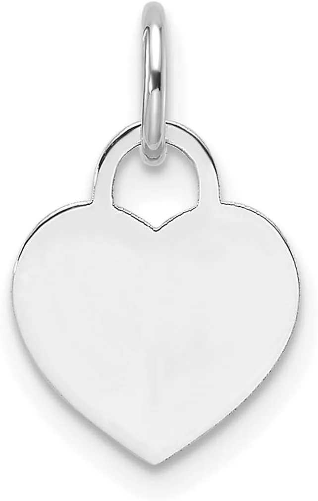 JewelryWeb 10mm 14k White Gold Small Engravable Love Heart Pendant Necklace-Pendant for Women
