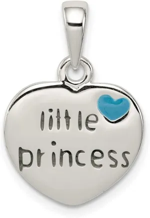 JewelryWeb 925 Sterling Silver Solid Polished Not engraveable Enameled Little Princess Love Heart Pendant Necklace 20x14mm Wide-Pendant for Women