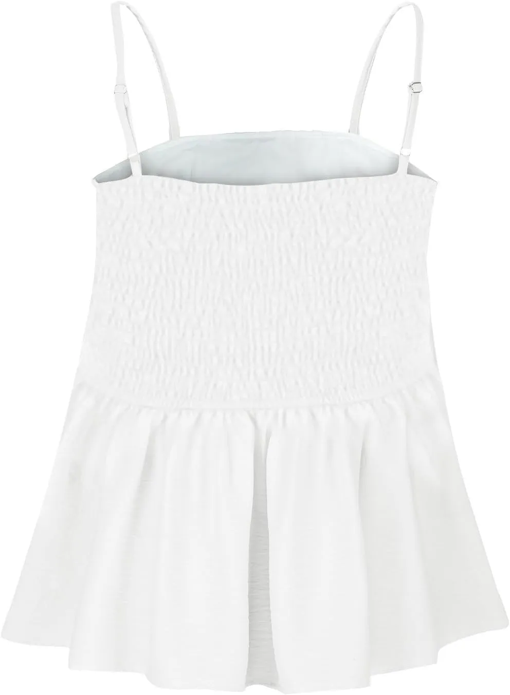 jsaierl Women's Boho Vacation Beach Camisole Tops Fashion Pleated Sleeveless T Shirt Summer Flowy Spaghetti Strap Tank Top