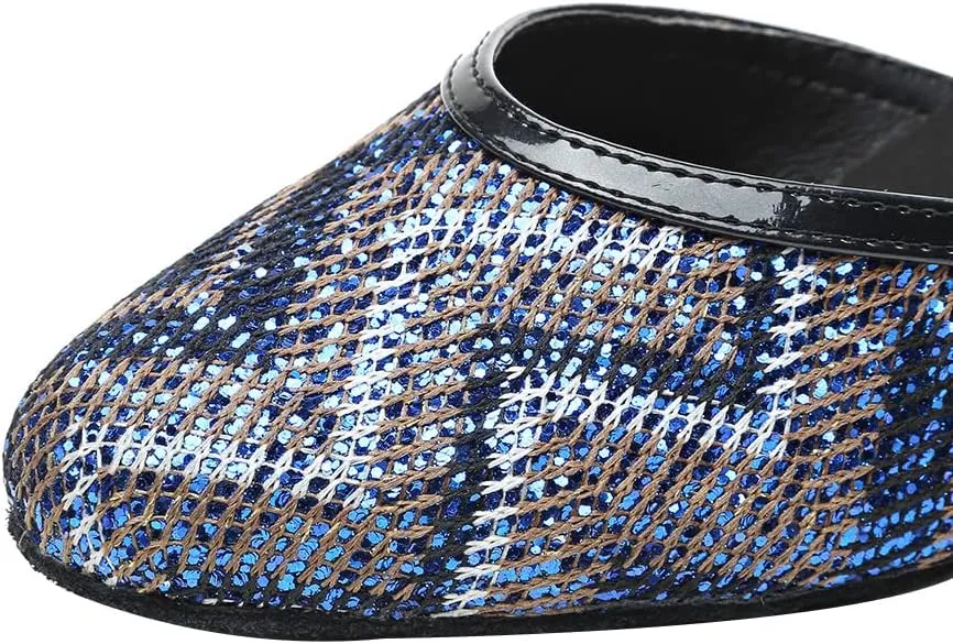 JUODVMP Women's Latin Salsa Dance Shoes Lace Split-Flex Ankle-Straps Dance Heels Model L321