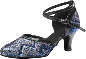JUODVMP Women's Latin Salsa Dance Shoes Lace Split-Flex Ankle-Straps Dance Heels Model L321
