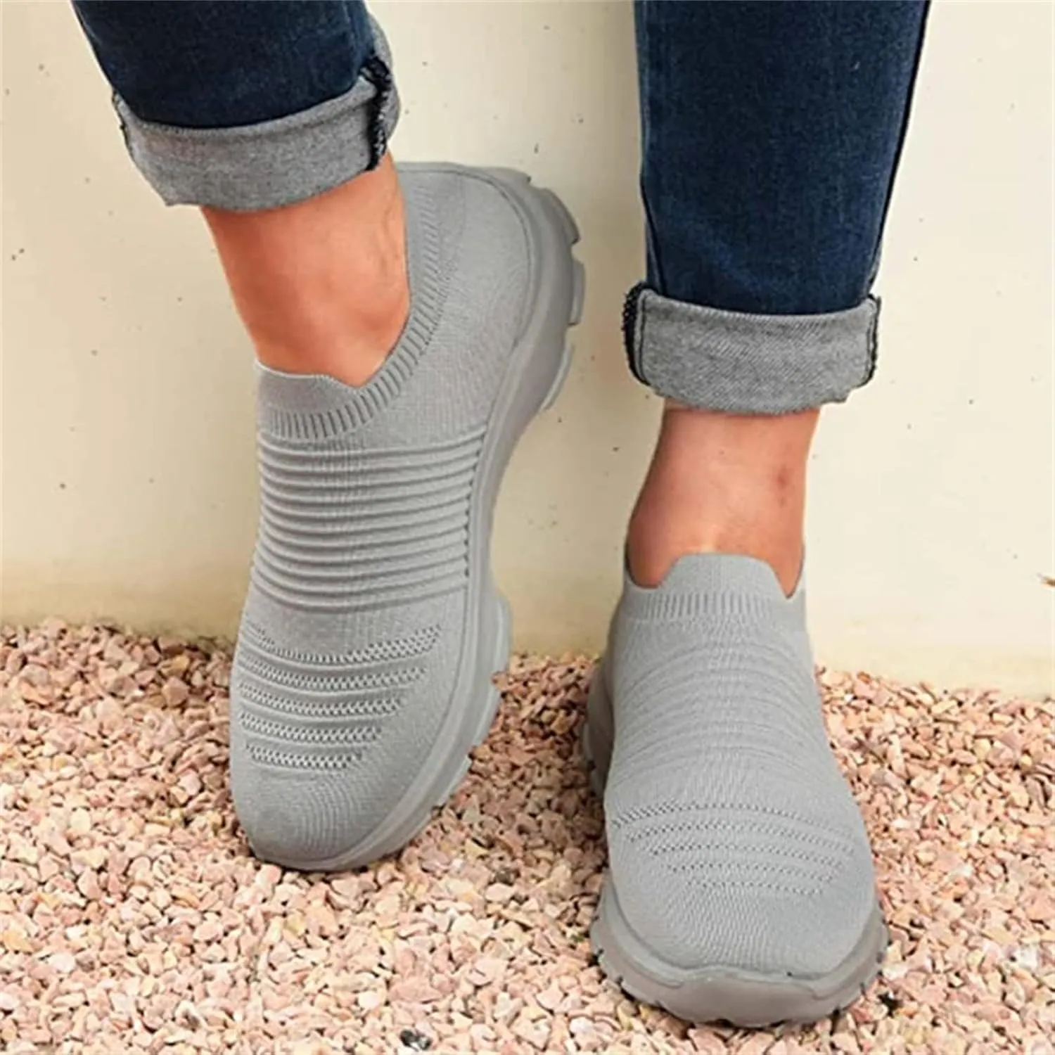 Ladmiple Gym Shoes For Women Workout Memory Foam Athletic Walking Running Shoes Slip On Casual Mesh Tennis Sneakers