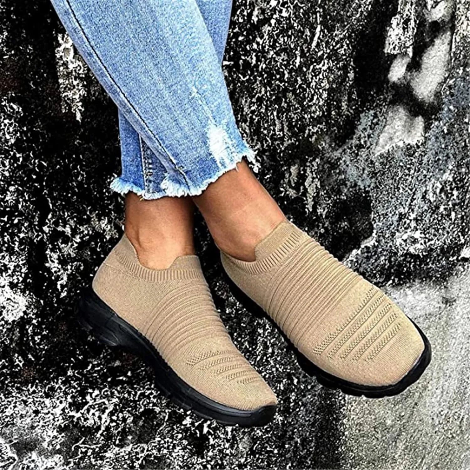 Ladmiple Gym Shoes For Women Workout Memory Foam Walking Shoes Running Classic Casual Slip On Athletic Tennis Sneakers