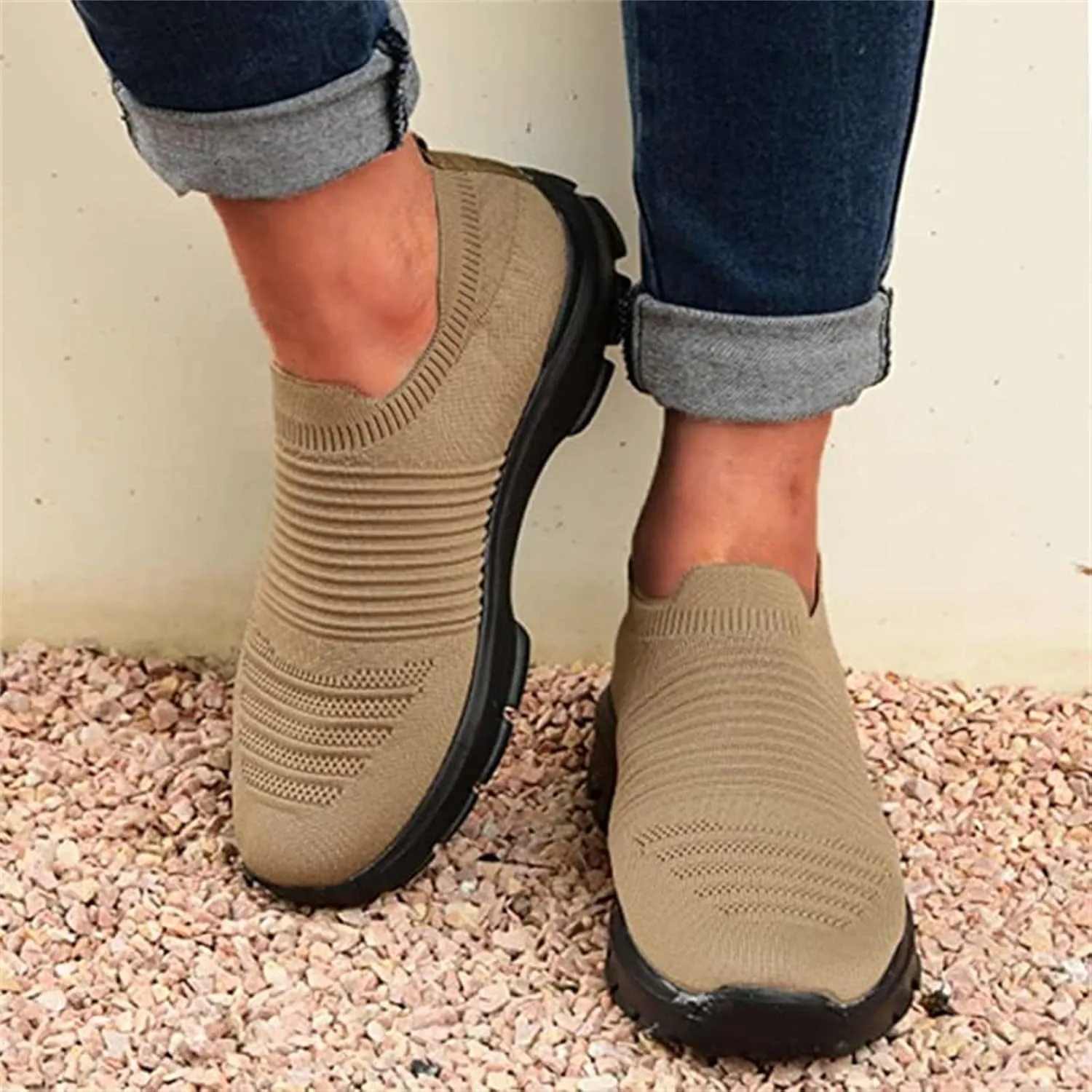Ladmiple Gym Shoes For Women Workout Memory Foam Walking Shoes Running Classic Casual Slip On Athletic Tennis Sneakers