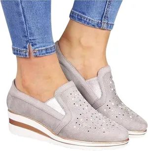 Ladmiple Sneakers For Women Walking Shoes Wide Width Slip On Loafers Comfort Fashion Dressy Casual Summer Glitter Shoes