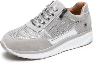 Ladmiple Sneakers For Women Walking Shoes Wide Width Slip On Loafers Comfort Fashion Dressy Casual Summer Glitter Shoes
