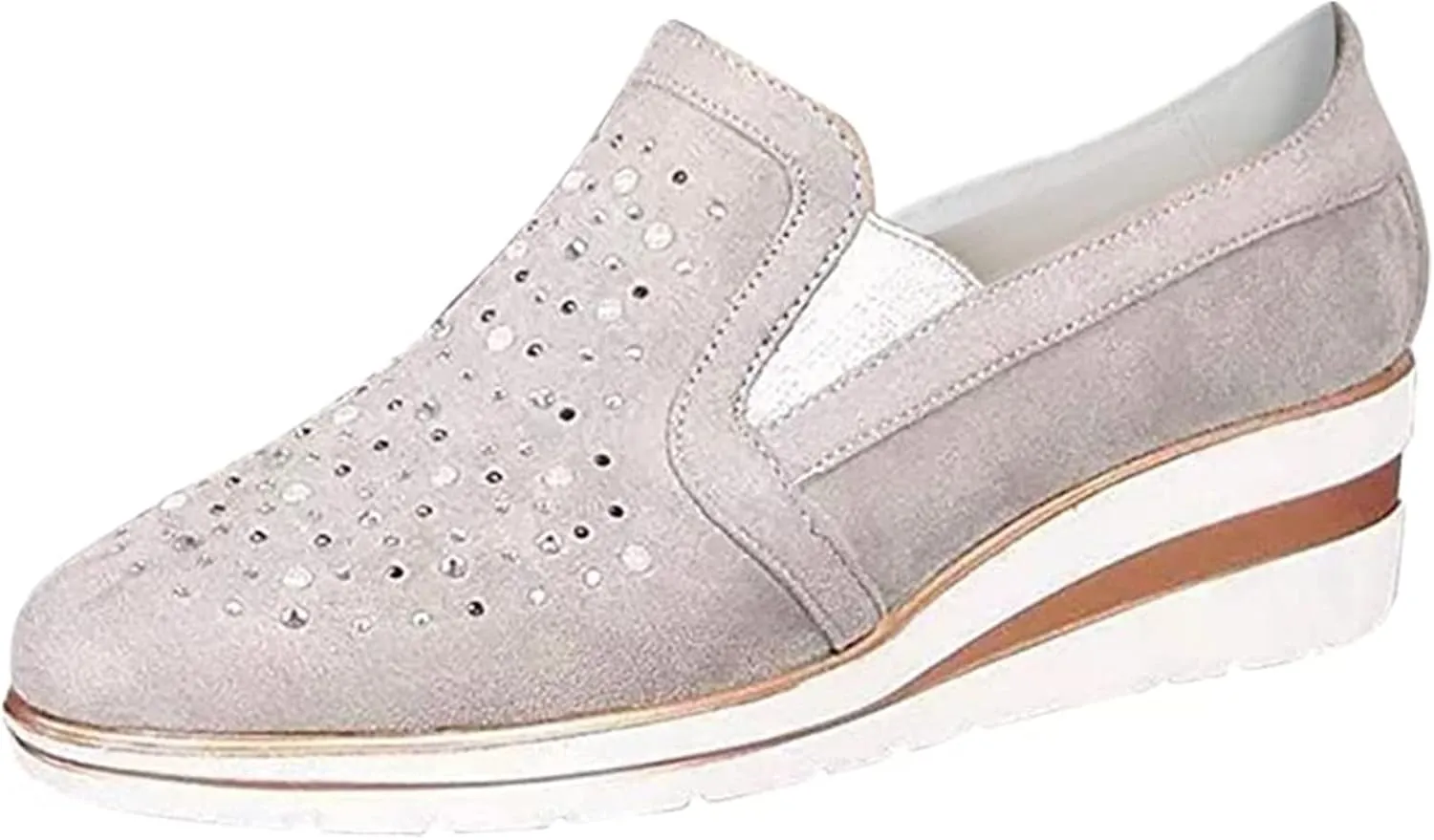 Ladmiple Sneakers For Women Walking Shoes Wide Width Slip On Loafers Comfort Fashion Dressy Casual Summer Glitter Shoes