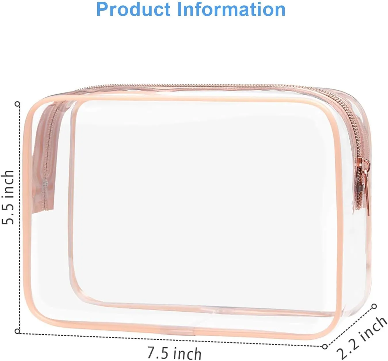 LAKSMI Clear Toiletry Bag, TSA Approved Waterproof Quart Size Bag, Makeup Cosmetic Bag Airport Airline Compliant Organizers for Vacation, Travel, Bathroom, 3 Pack