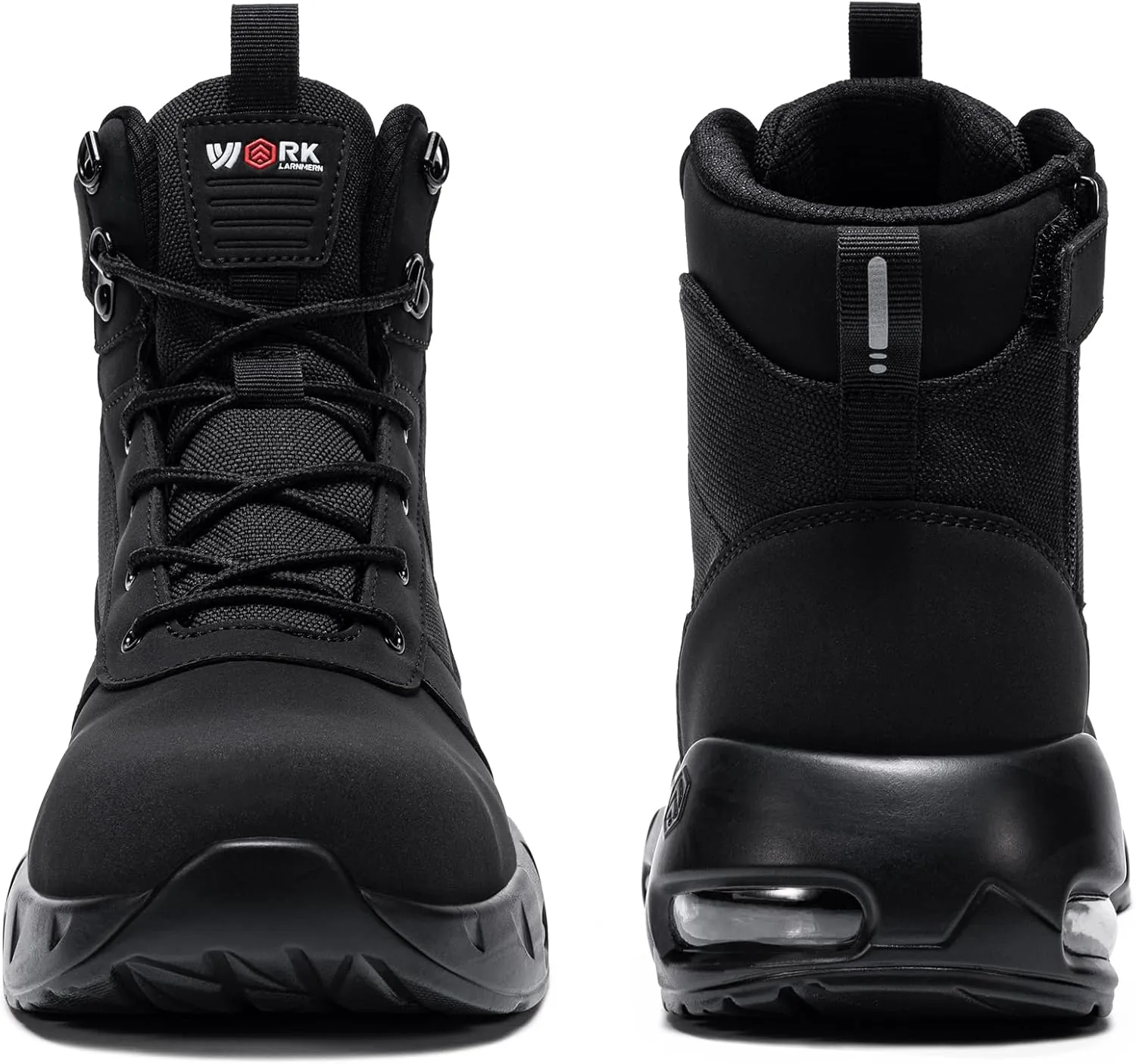 LARNMERN Steel Toe Boot Men Non Slip Work Shoe Rainproof Safety Toe Sneaker Side Zipper Industrail Boot Air Cushion High Top Tactical Shoe