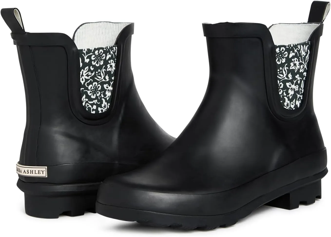 Laura Ashley Ladies ELASTIC Mid Cut Ankle Height Rubber Rain Boots