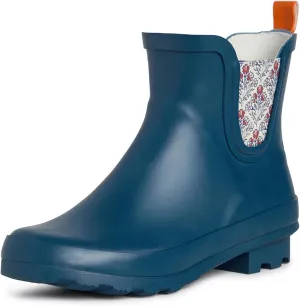 Laura Ashley Ladies ELASTIC Mid Cut Ankle Height Rubber Rain Boots