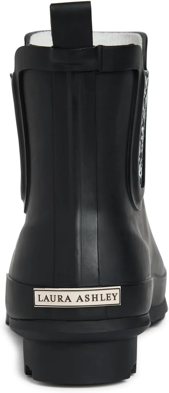 Laura Ashley Ladies ELASTIC Mid Cut Ankle Height Rubber Rain Boots