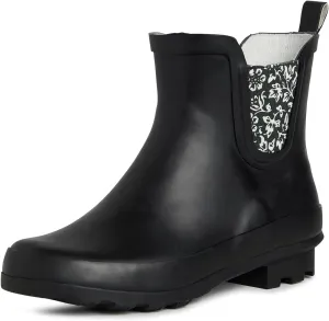 Laura Ashley Ladies ELASTIC Mid Cut Ankle Height Rubber Rain Boots