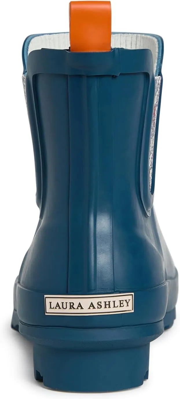 Laura Ashley Ladies ELASTIC Mid Cut Ankle Height Rubber Rain Boots