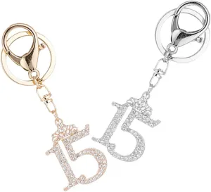 LIFKOME Beaded Keychain Crown Charm Rhinestones Keyring Pendant Fashionable Key Chain Ornament