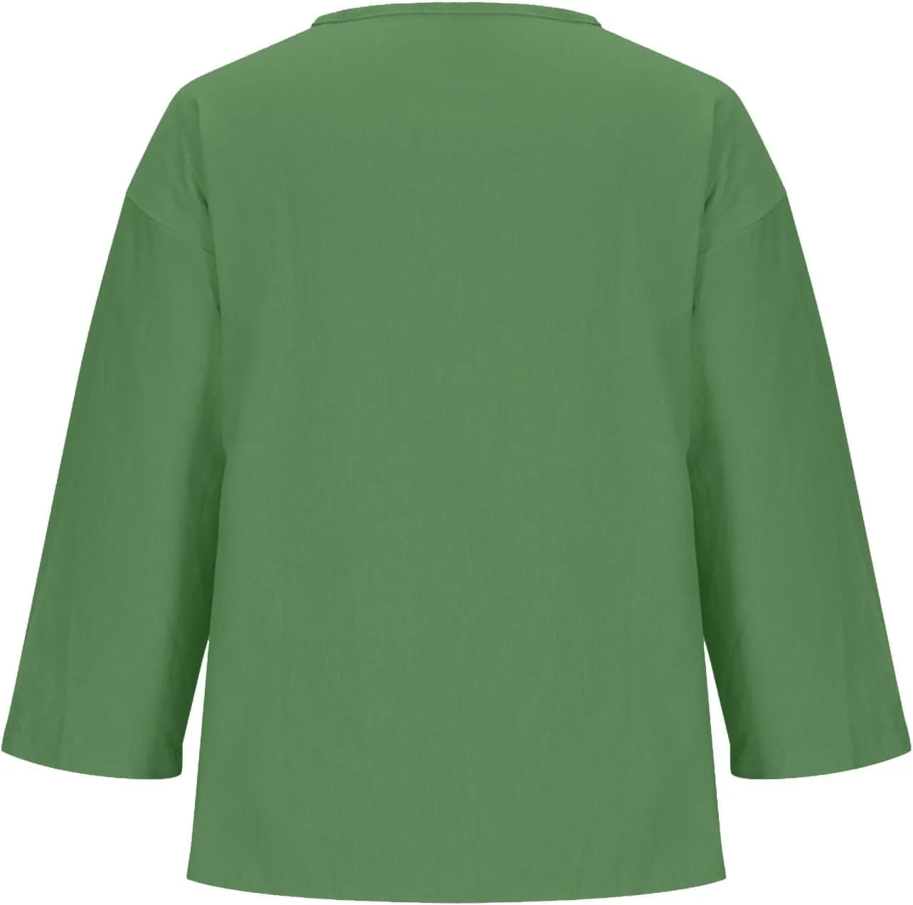 Linen Tops for Women 2025 Summer Trendy 3/4 Sleeve Cotton Linen Shirt Casual Button V Neck Tunic Blouses Plus Size