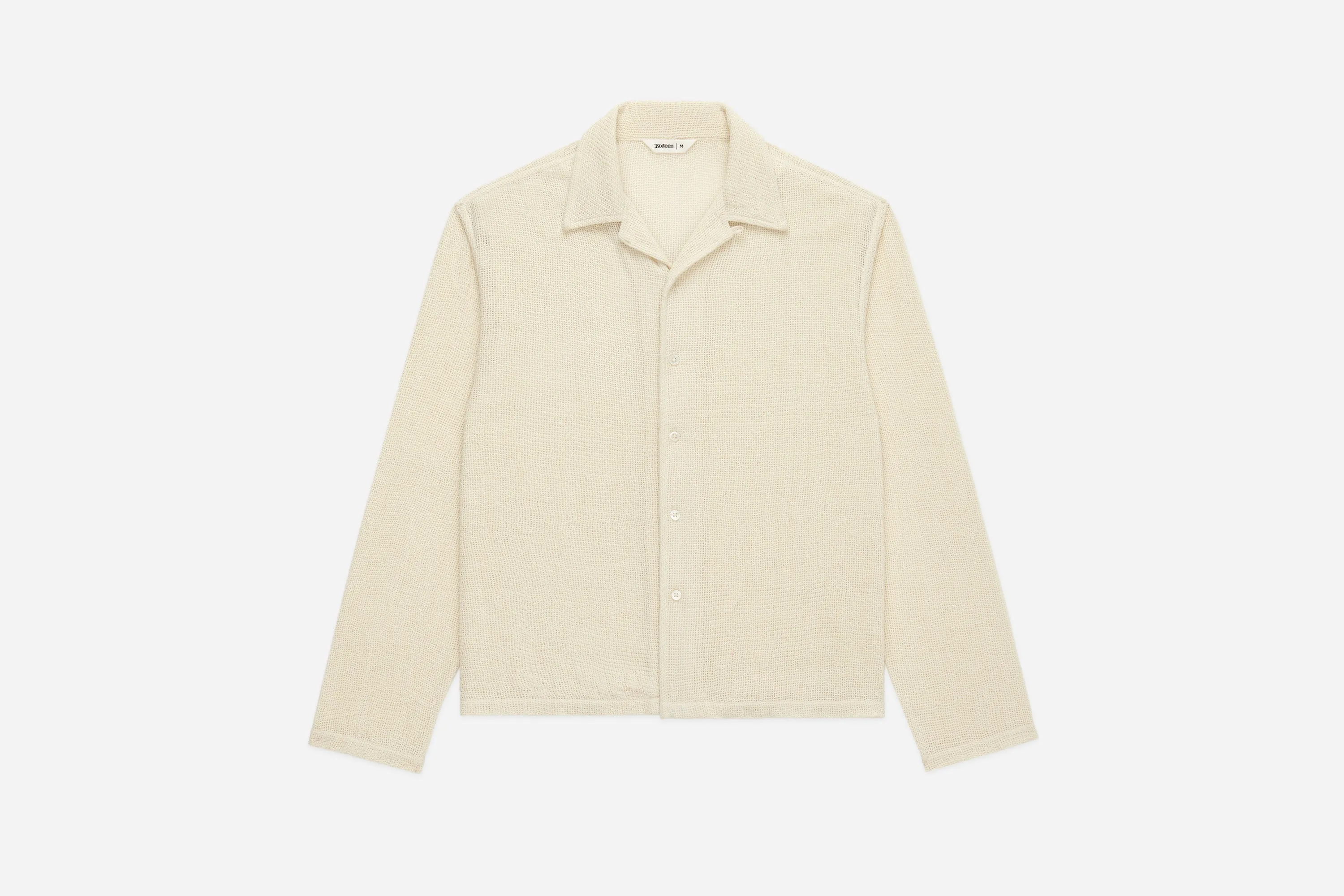 Loop Collar Shirt ~ Ecru Mesh