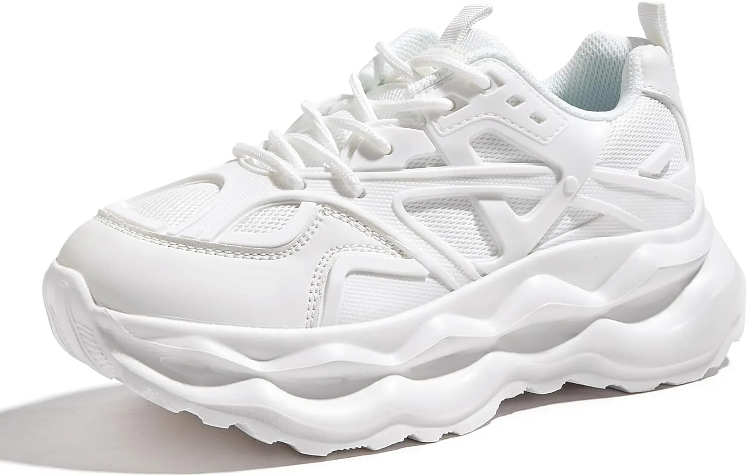 LUCKY STEP Women 's Chunky Sneakers 90s Fashion Thick Dad Rave Sparkly Bling Rhinestone Platform Casual Running Walking Shoes