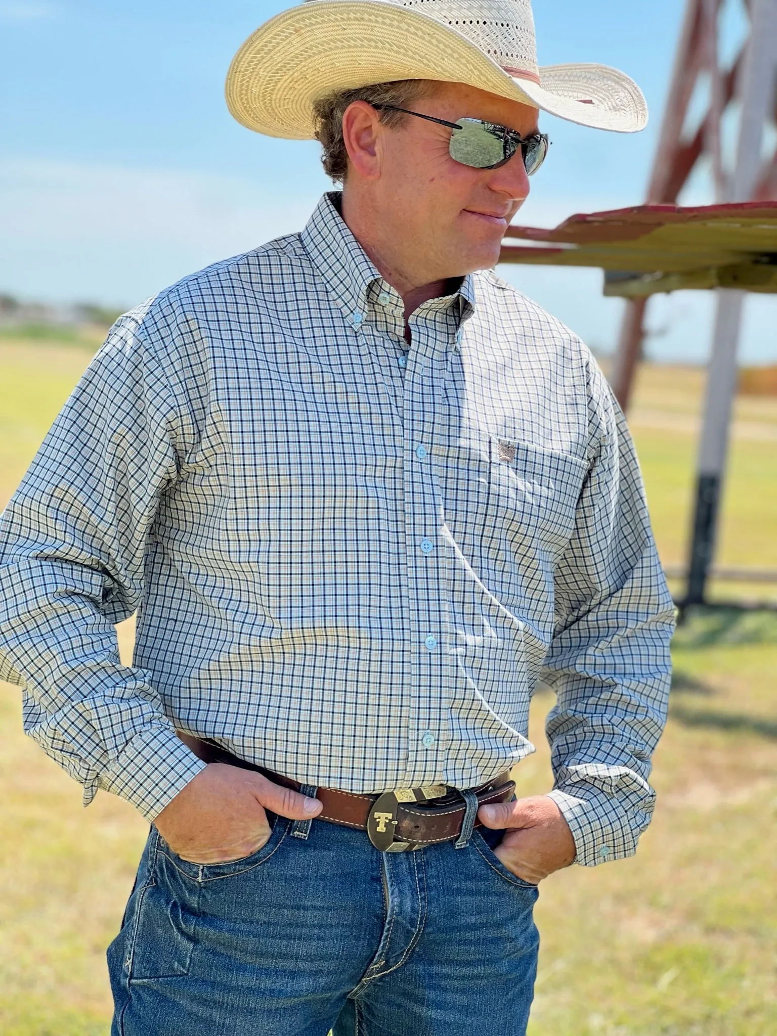 Marty Black and Blue Plaid Men's Shirt by Cinch