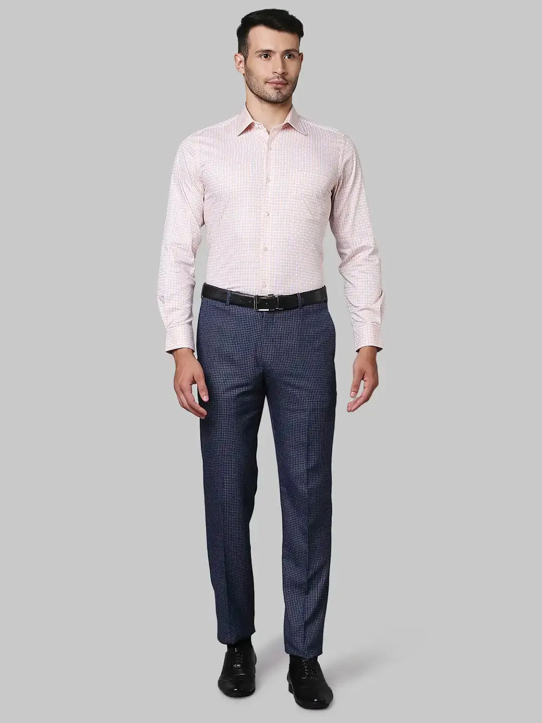 Men Orange Contemporary Fit Checks Cotton Shirts