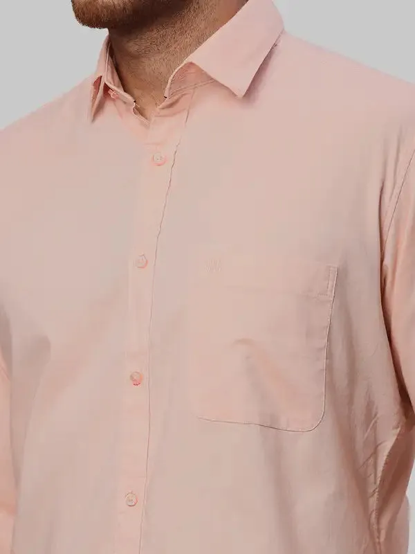 Men Orange Slim Fit Solid Cotton Shirts