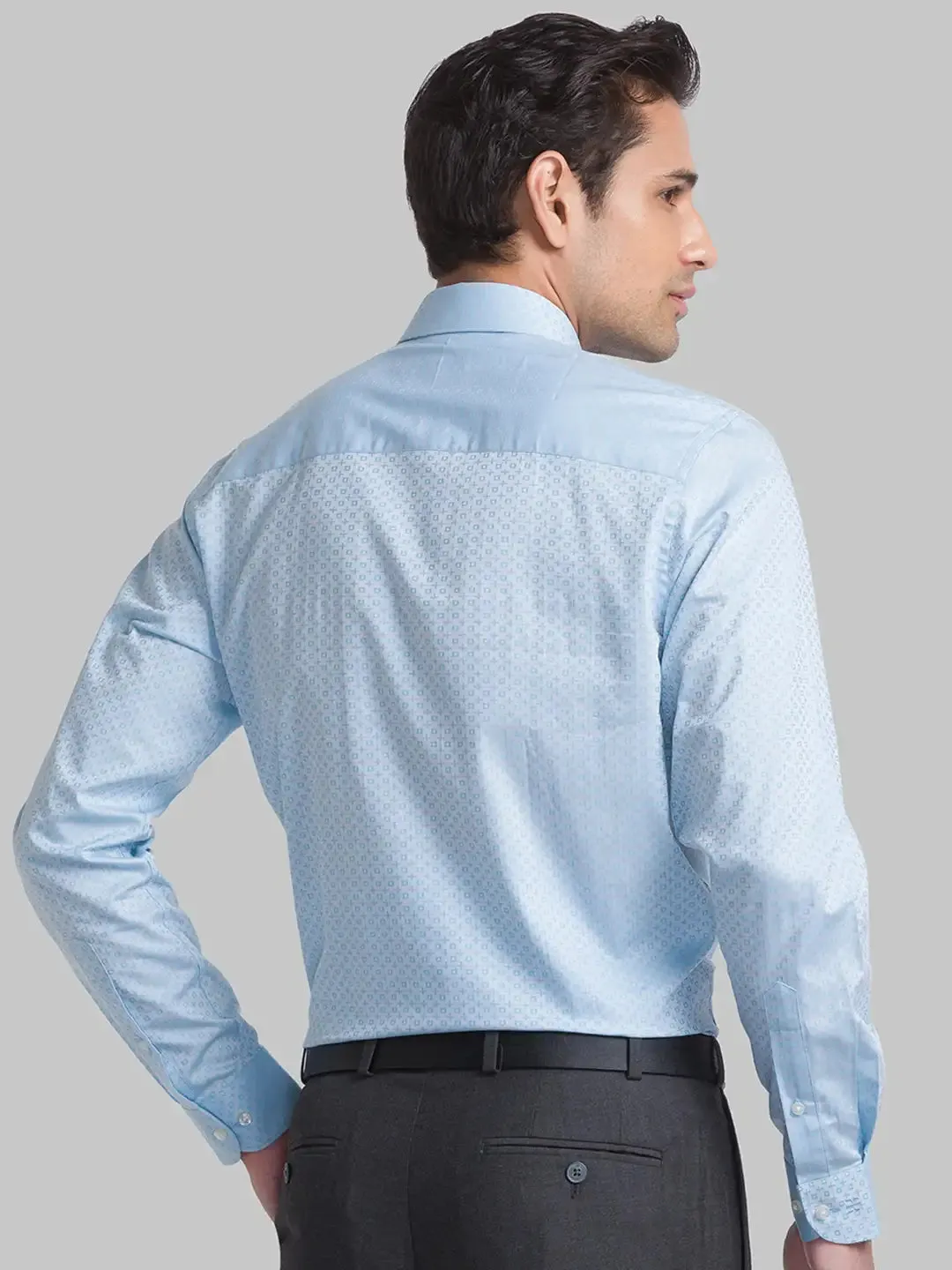 Men Petrol Contemporary Fit Structure Cotton Shirts