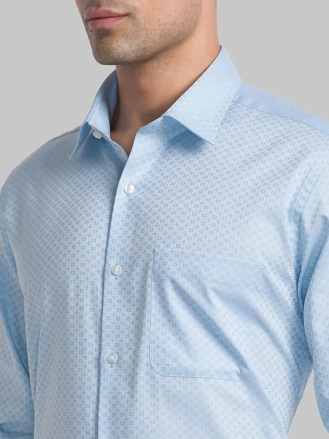 Men Petrol Contemporary Fit Structure Cotton Shirts