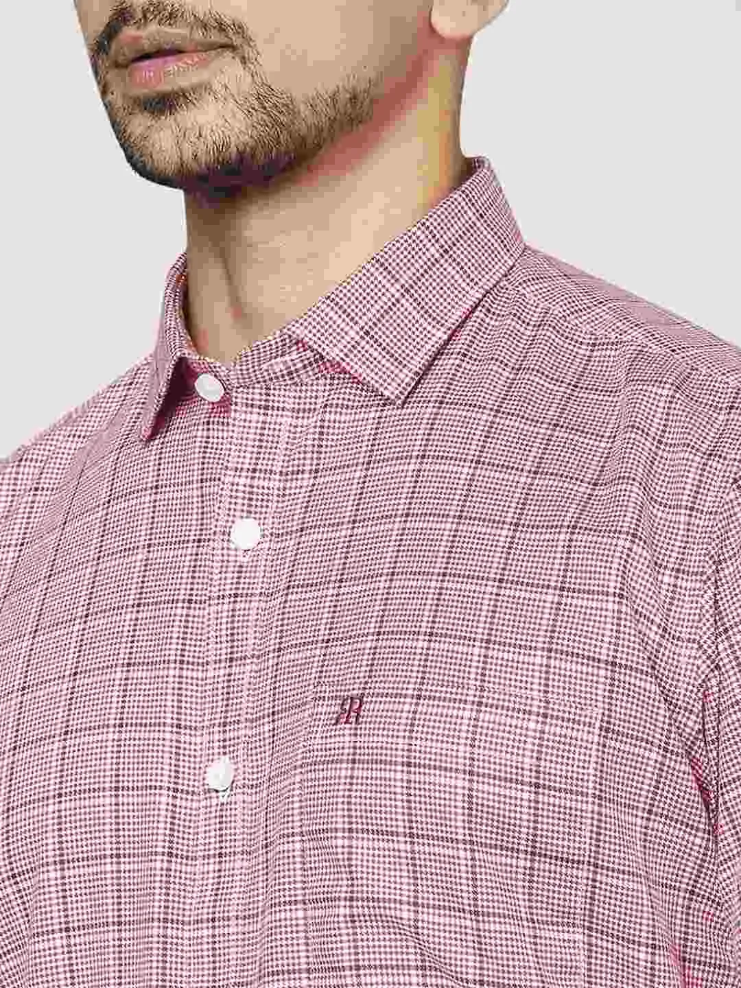 Men Red Contemporary Fit Checks Cotton Shirts
