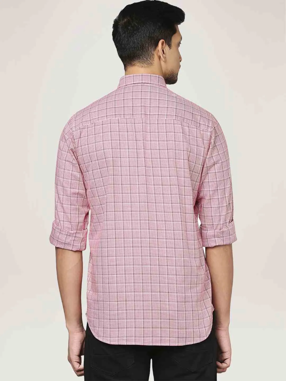 Men Red Contemporary Fit Checks Cotton Shirts