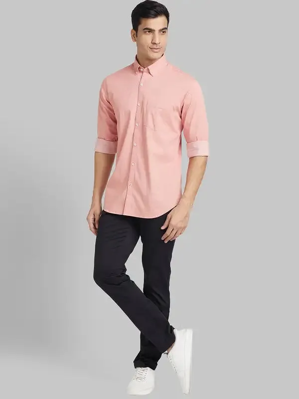 Men Red Contemporary Fit Solid Cotton Shirts