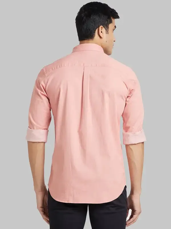 Men Red Contemporary Fit Solid Cotton Shirts