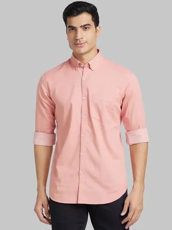 Men Red Contemporary Fit Solid Cotton Shirts
