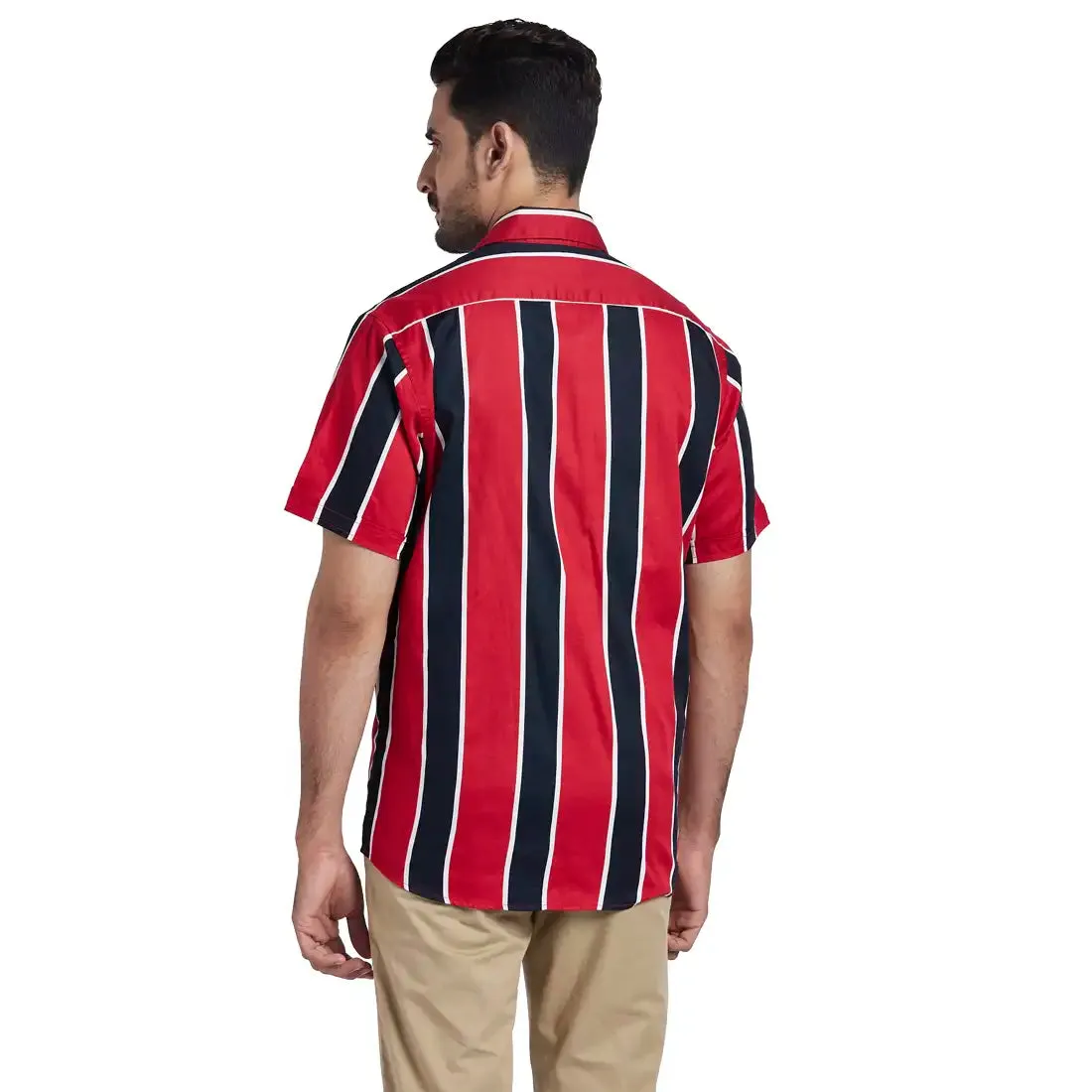 Men Red Tailored Fit Print Cotton Shirts