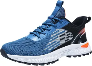 Men Sports Shoes Fashionable New Pattern Color Blocking Mesh Fabric Breathable Comfortable Non Slip Lace Men's Sneaker