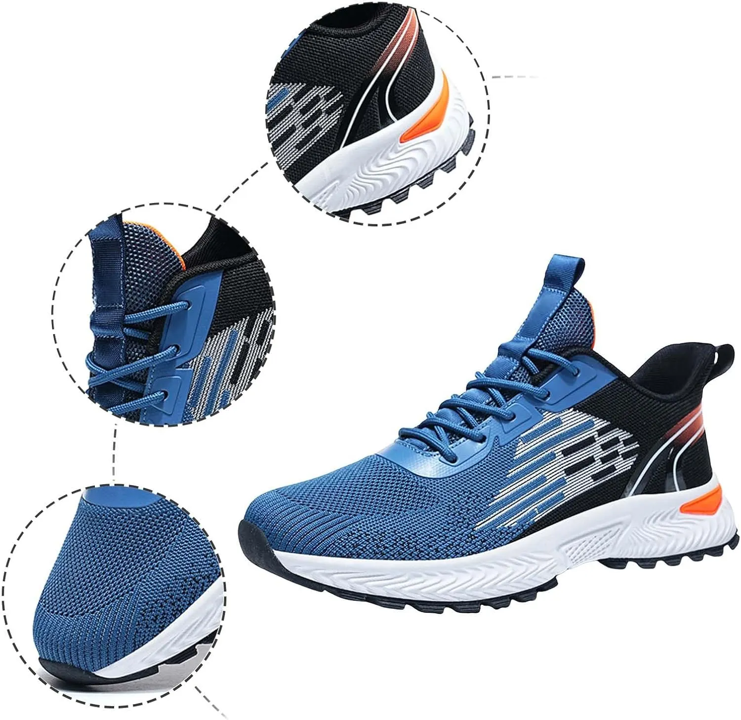 Men Sports Shoes Fashionable New Pattern Color Blocking Mesh Fabric Breathable Comfortable Non Slip Lace Men's Sneaker