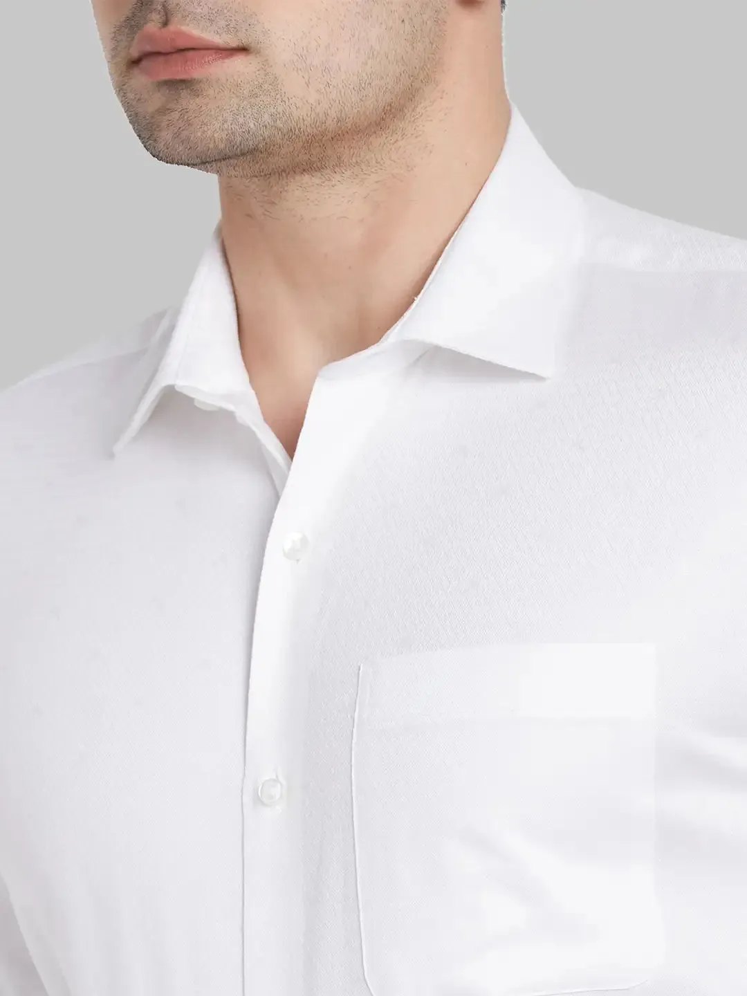 Men White Contemporary Fit Jacquard Cotton Shirts