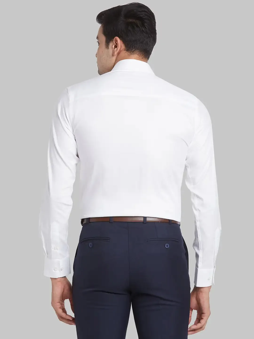Men White Contemporary Fit Jacquard Cotton Shirts