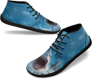 Mens Barefoot Shoes for Walking Blue Sharks Pattern Non Slip Zero Drop Sole Running Sneakers