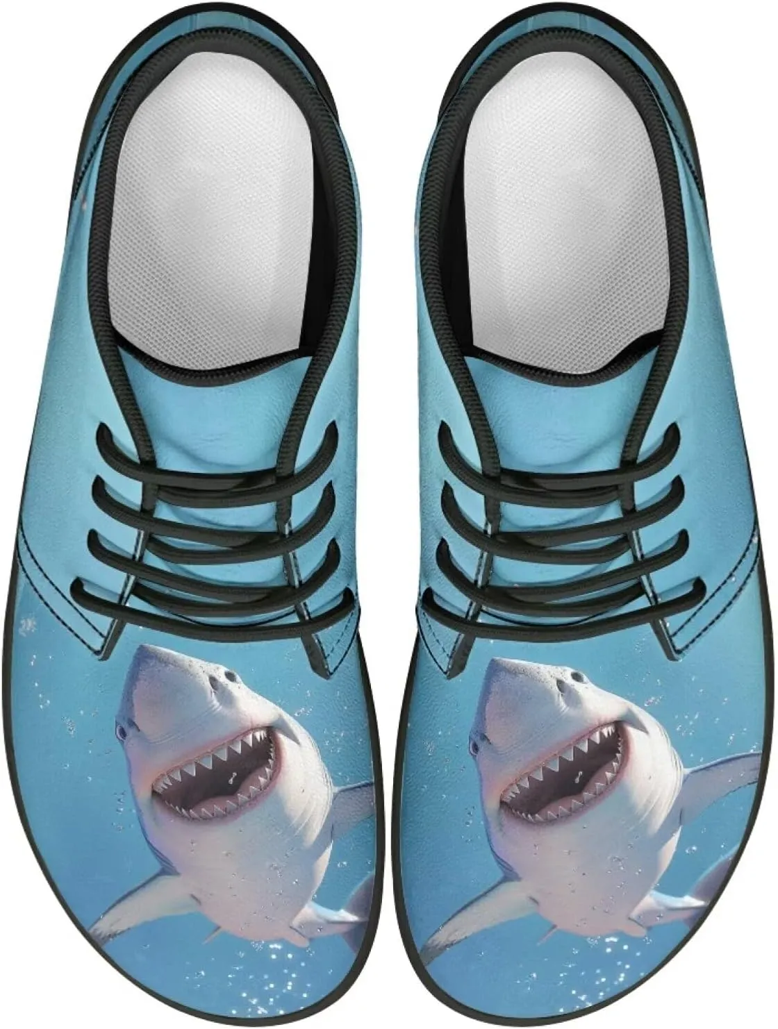 Mens Barefoot Shoes for Walking Blue Sharks Pattern Non Slip Zero Drop Sole Running Sneakers