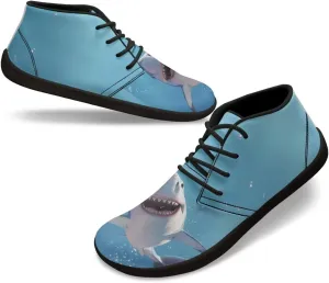 Mens Barefoot Shoes for Walking Blue Sharks Pattern Non Slip Zero Drop Sole Running Sneakers