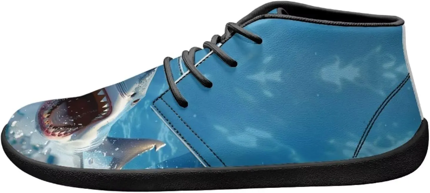 Mens Barefoot Shoes for Walking Blue Sharks Pattern Non Slip Zero Drop Sole Running Sneakers