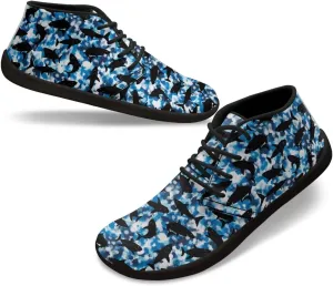 Mens Barefoot Shoes for Walking Blue Sharks Pattern Non Slip Zero Drop Sole Running Sneakers