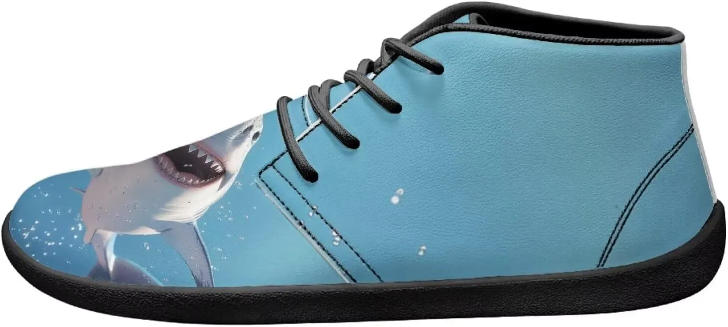 Mens Barefoot Shoes for Walking Blue Sharks Pattern Non Slip Zero Drop Sole Running Sneakers
