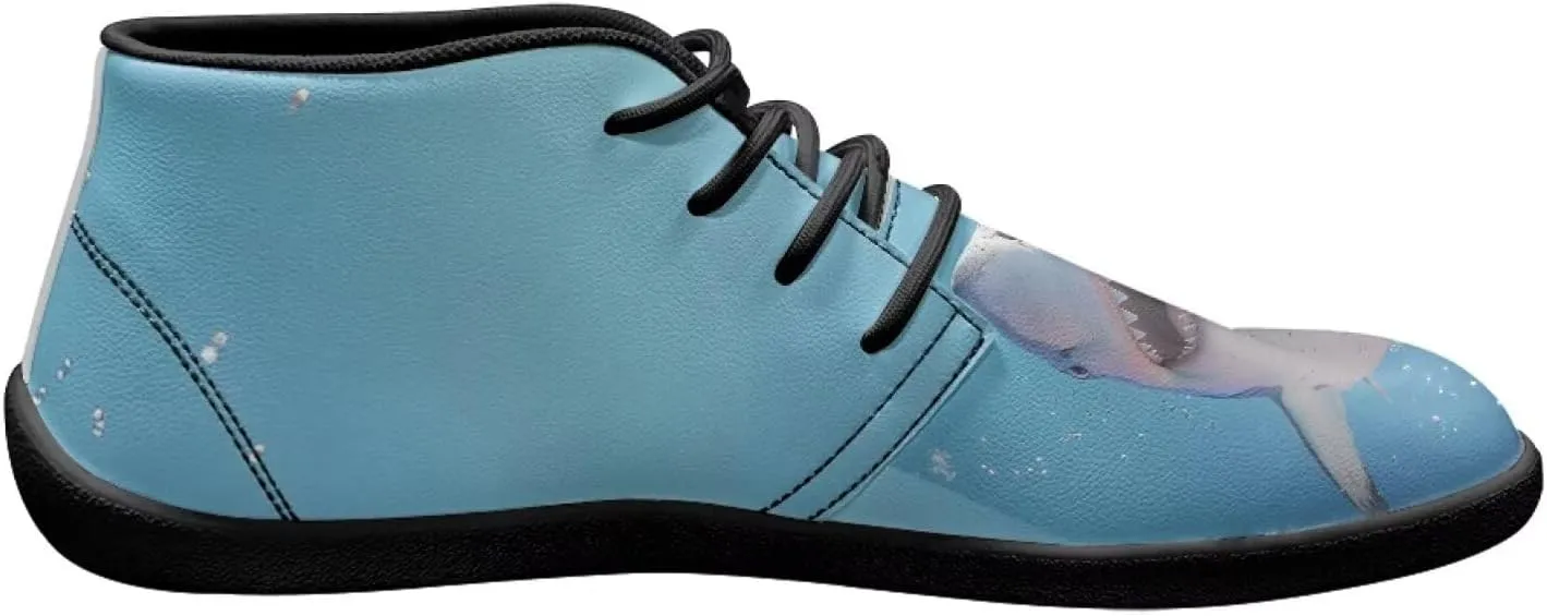 Mens Barefoot Shoes for Walking Blue Sharks Pattern Non Slip Zero Drop Sole Running Sneakers