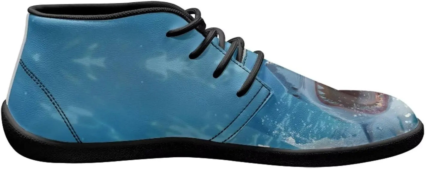 Mens Barefoot Shoes for Walking Blue Sharks Pattern Non Slip Zero Drop Sole Running Sneakers