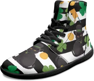 Mens Barefoot Shoes High Top Wide Toe Footwear with Zero Drop Sole Anti Slip Lace Up Ankle Boots for Walking
